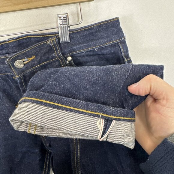 SoSo Selvage Mens 34X32 Dark Blue Denim Jeans Button Fly Skinny Leg Japan - Picture 9 of 13